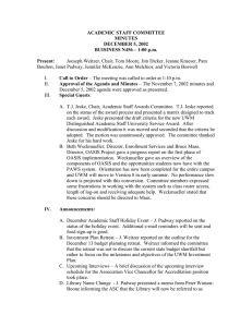 ACADEMIC STAFF COMMITTEE MINUTES DECEMBER 5, 2002 BUISINESS N456 – 1:00 p.m.