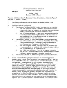 University of Wisconsin - Milwaukee Academic Staff Committee August 7, 2003