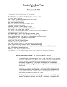 President’s Advisory Team November 10, 2011 Minutes