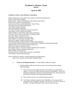 President’s Advisory Team April 16, 2009 Minutes
