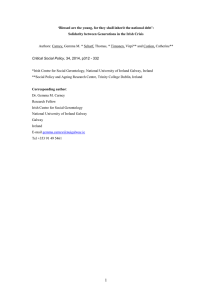 ‘Blessed are the young, for they shall inherit the national... Solidarity between Generations in the Irish Crisis