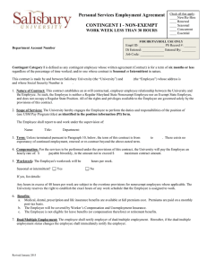 Personal Services Employment Agreement CONTINGENT I - NON-EXEMPT