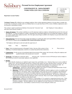 Personal Services Employment Agreement CONTINGENT II - NON-EXEMPT
