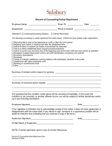 Record of Counseling/Verbal Reprimand