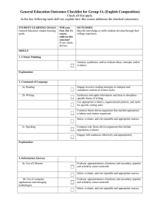 General Education Outcomes Checklist for Group IA (English Composition)