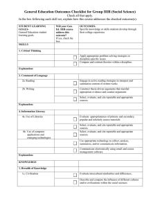 General Education Outcomes Checklist for Group IIIB (Social Science)