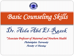 Basic Counseling Skills Dr. Aida Abd El-Razek Philadelphia University