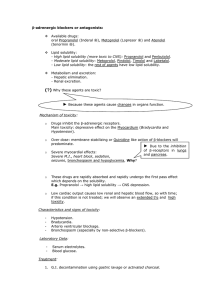 β-adrenergic blockers or antagonists:    Available drugs: