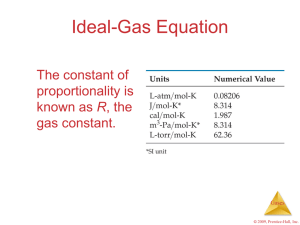 Ideal-Gas Equation The constant of proportionality is R