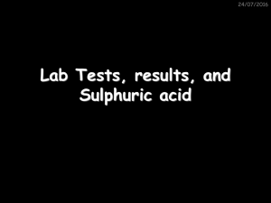 Lab Tests, results, and Sulphuric acid 24/07/2016