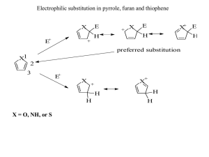 Electrophilic substitution in pyrrole, furan and thiophene E X