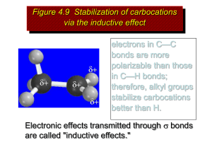 Figure 4.9  Stabilization of carbocations via the inductive effect —C