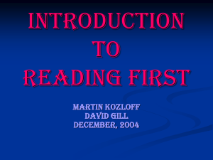 Introduction to Reading First Martin Kozloff