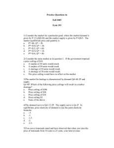 Practice Questions 4a Fall 2003 Econ 101