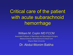 Critical care of the patient with acute subarachnoid hemorrhage