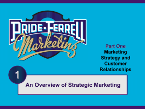 1 An Overview of Strategic Marketing Part One Marketing