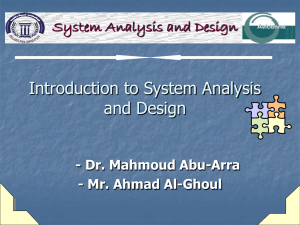 Introduction to System Analysis and Design System Analysis and Design