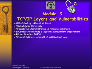 TCP/IP Layers and Vulnerabilities Module  9 