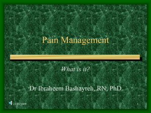 Pain Management What is it? Dr Ibraheem Bashayreh, RN, PhD 21/10/2009