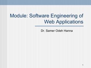 Module: Software Engineering of Web Applications Dr. Samer Odeh Hanna 1