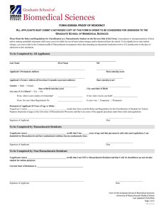 Biomedical Sciences Graduate School of FORM GSBS60: PROOF OF RESIDENCY A