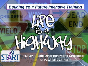 Building Your Future Intensive Training “STOP IT” and Other Behavioral Strategies: