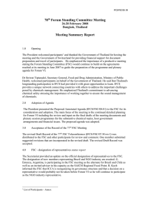 78 Forum Standing Committee Meeting  Meeting Summary Report