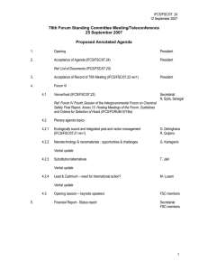 76th Forum Standing Committee Meeting/Teleconference 25 September 2007 Proposed Annotated Agenda