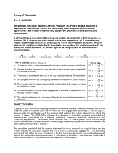 Rating of Standards Part 1: MISSION