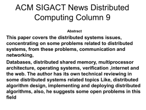 ACM SIGACT News Distributed Computing Column 9