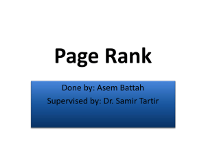Page Rank Done by: Asem Battah Supervised by: Dr. Samir Tartir