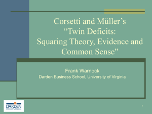 Corsetti and Müller’s “Twin Deficits: Squaring Theory, Evidence and Common Sense”