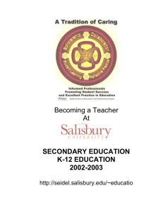 Becoming a Teacher At  SECONDARY EDUCATION