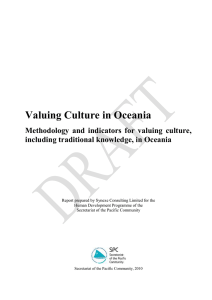 Valuing Culture in Oceania including traditional knowledge, in Oceania