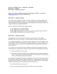 Econ 522 – Economics of Law – Spring 2012 –... Homework 1 – Efficiency Due 11:59 p.m. Thursday, February 9