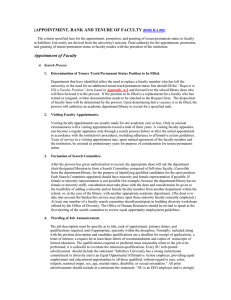 {APPOINTMENT, RANK AND TENURE OF FACULTY