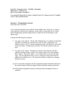 Econ 522 – Economics of Law – Fall 2010 –... Homework 3 – Contract Law