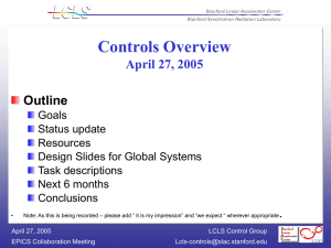 Controls Overview April 27, 2005 Outline .