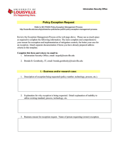 Policy Exception Request  Information Security Office