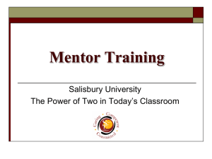 Mentor Training Salisbury University The Power of Two in Today’s Classroom