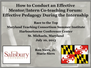 How to Conduct an Effective Mentor/Intern Co-teaching Forum: