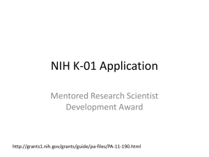 NIH K-01 Application Mentored Research Scientist Development Award
