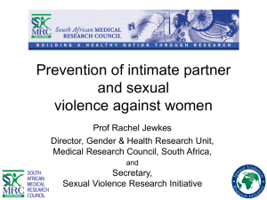 Prevention of intimate partner and sexual violence against women
