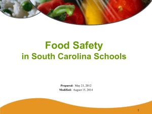 Food Safety in South Carolina Schools 1 Prepared: