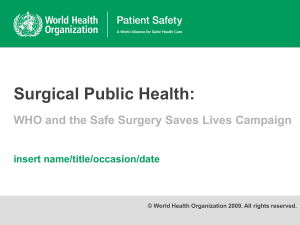 Surgical Public Health: WHO and the Safe Surgery Saves Lives Campaign