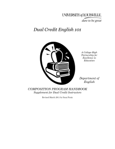 Dual Credit English 101  Department of English