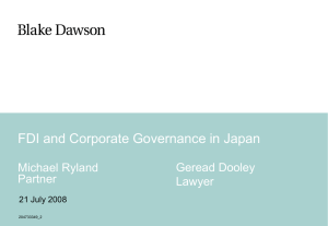 FDI and Corporate Governance in Japan Geread Dooley Michael Ryland Partner