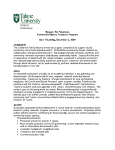 Request for Proposals Community-Based Research Program Due: Thursday, December 2, 2009