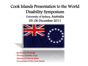 Cook Islands Presentation to the World Disability Symposium Australia 05-06 December 2011