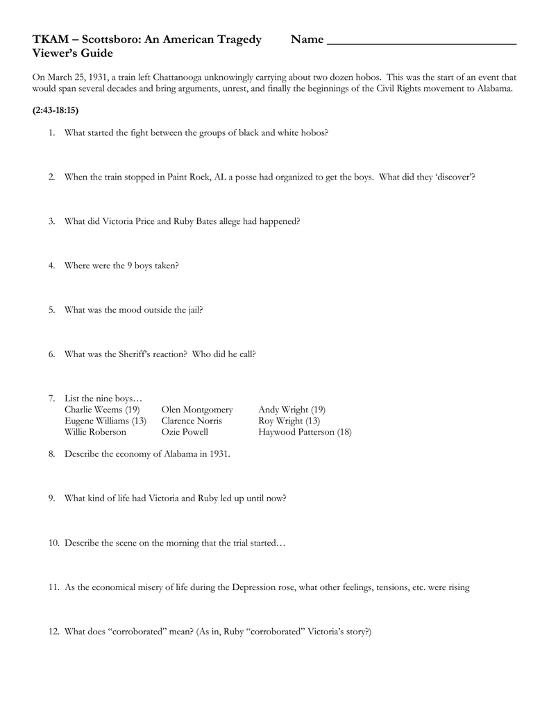 Scottsboro Viewing Guide Answer Key Pic Collage Art
